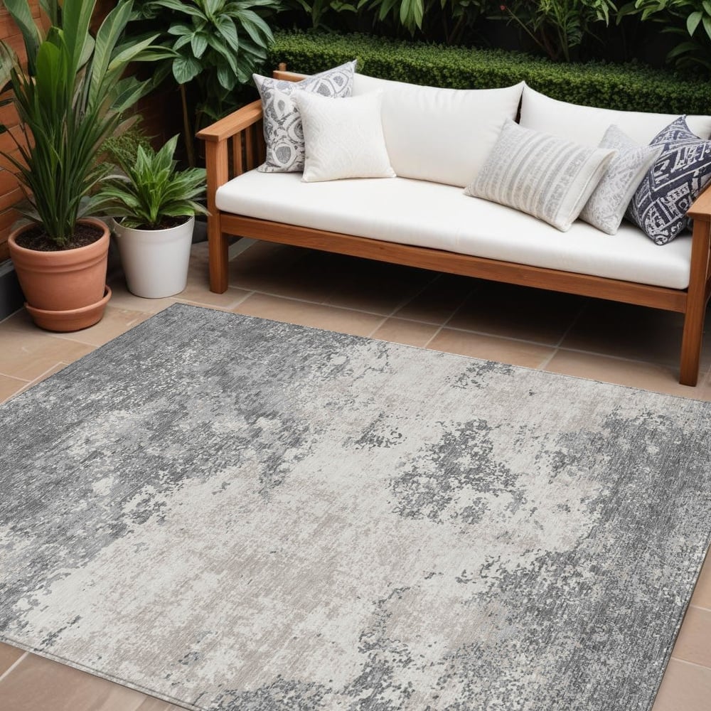HomeRoots Abstract Transitional Rectangle Outdoor Rug