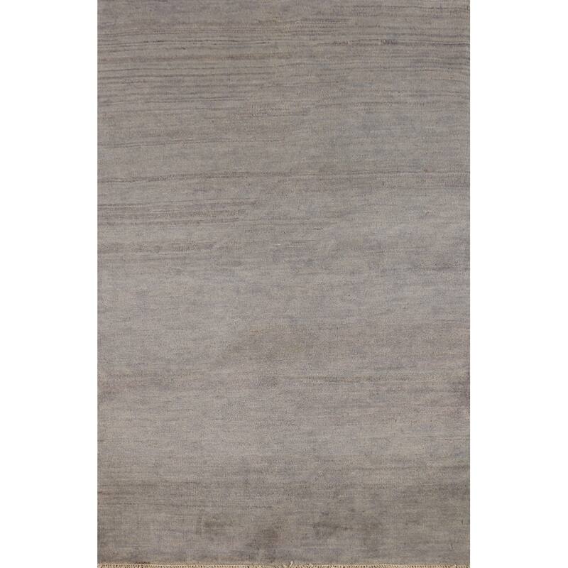 Hand Knotted Oriental 100% Wool Carpet Modern Modern Greys & Charcoal Gabbeh Area Rug - 4' 11'' X 3' 3''