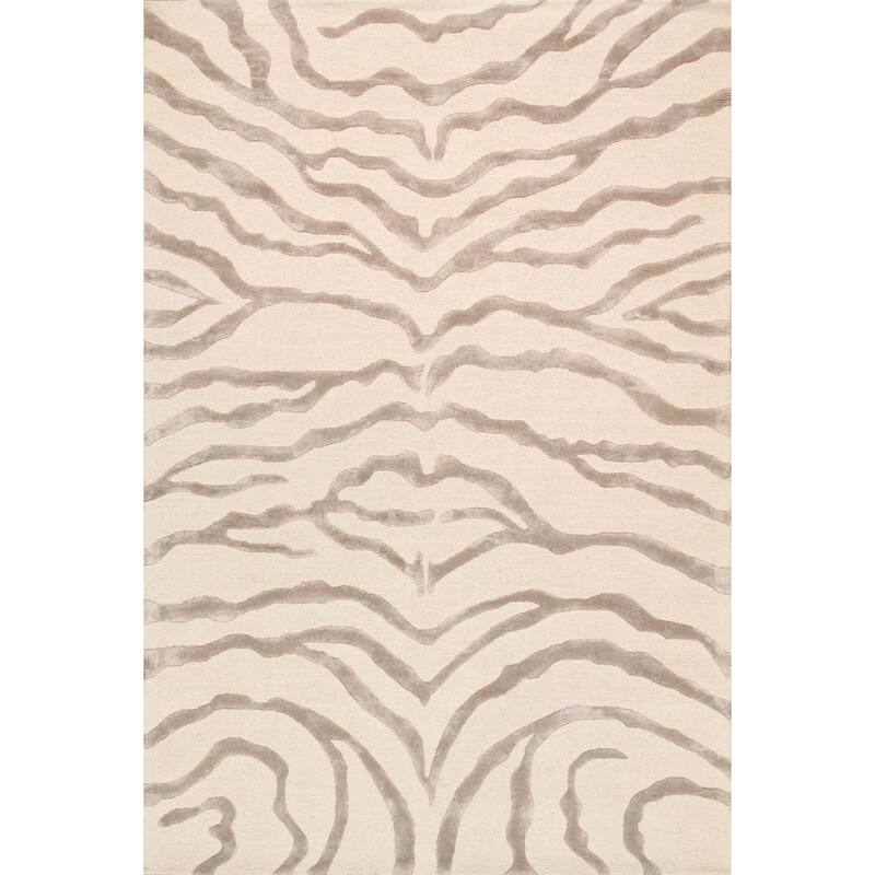 Pasargad Home Edgy Hand-Tufted Silk & Wool Area Rug - 5' 0" X  8' 0" - Ivory