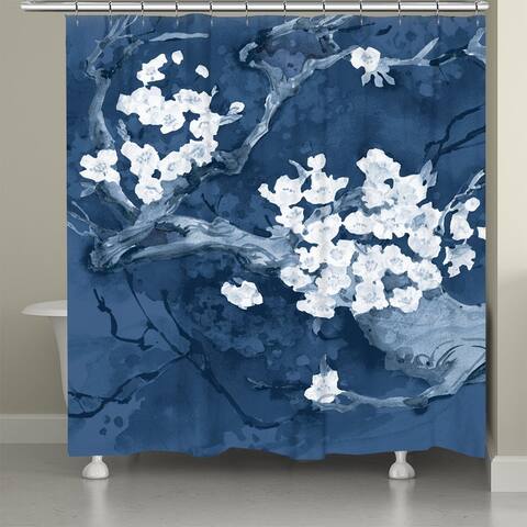 Brilliant Blue Cherry Blossom Shower Curtain