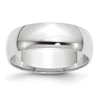 Curata 10k White Gold Unisex 6 mm Half-Round Light Wedding Band (sizes 4-14)