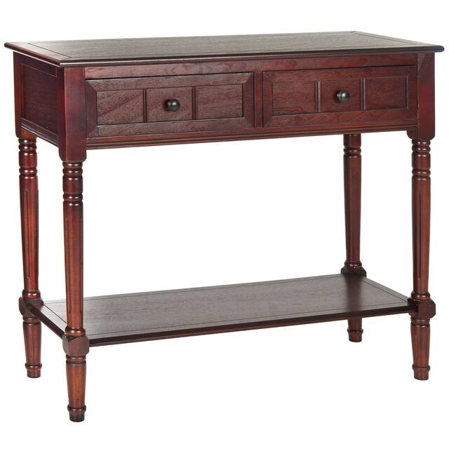 SAFAVIEH Samantha Dark Cherry 2-drawer Console Table - 35.8" x 13.8" x 29.5"