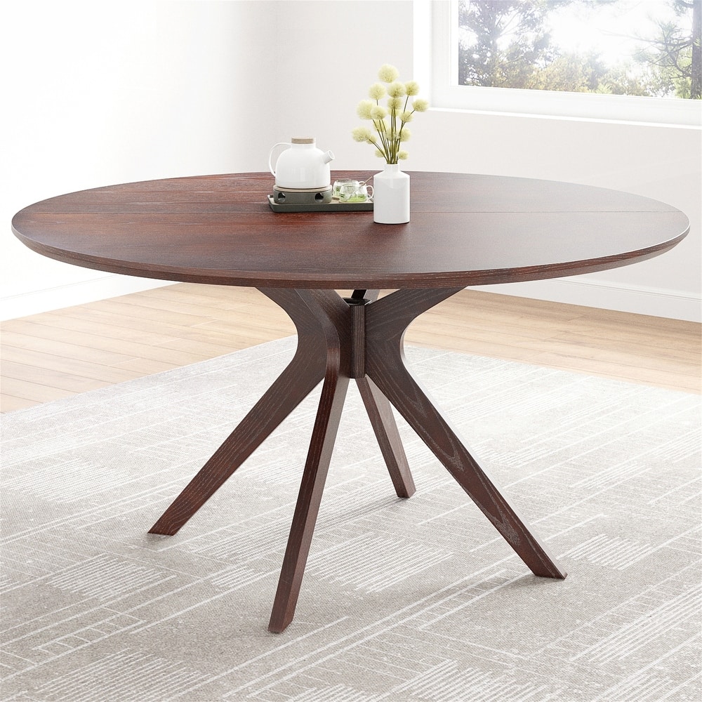 47.2" Solid Wood Round Dining Kitchen Table for 4-6 People
