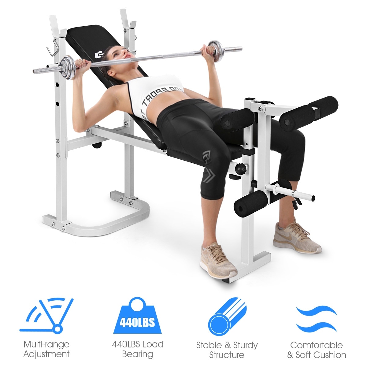 Details about   Adjustable Weight Bench Press Folding Detachable Leg Lock-Down Home Gym Exercise 