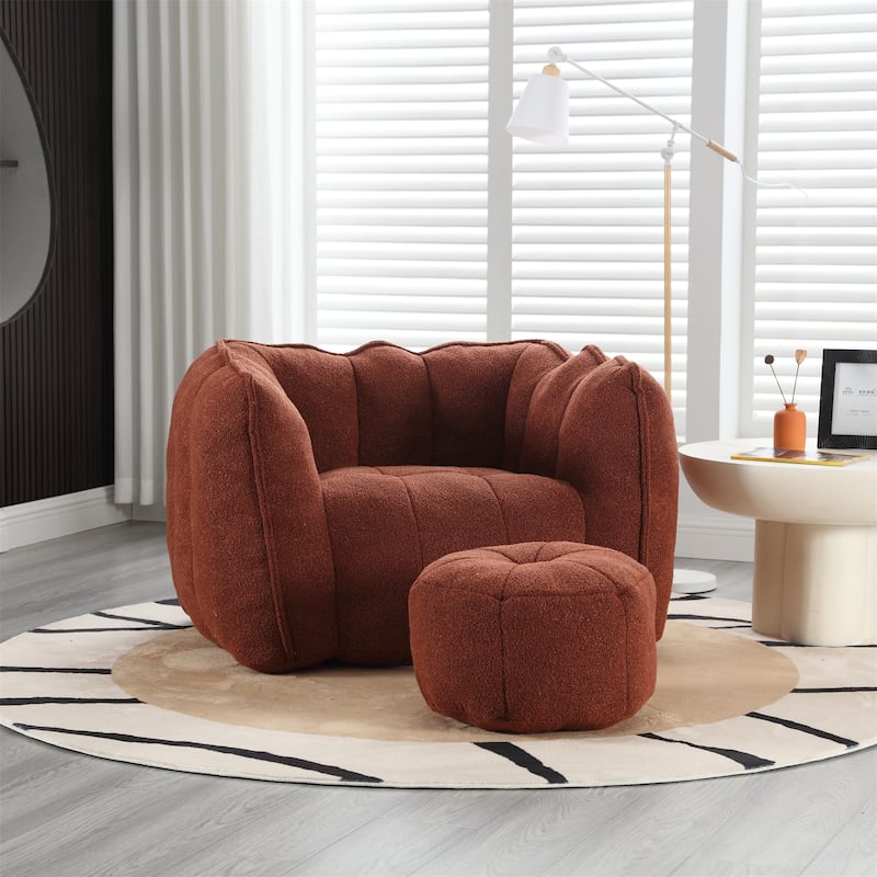Soft Bean Bag Chair - Red+Brown