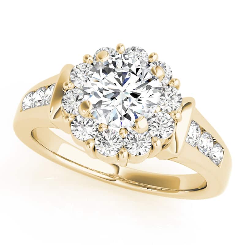 Auriya 14k Yellow Gold Lab Grown Round Diamond Halo Engagement Ring 0.50 to 5.00 ct. tw. (F-G VS) - 2.00 ct. center - 6.5