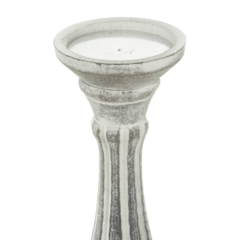 Wooden Distressed Turned Decorative Candle Holder - Set of 3 Gray, Brown, Blue, Green - Roche River Decor