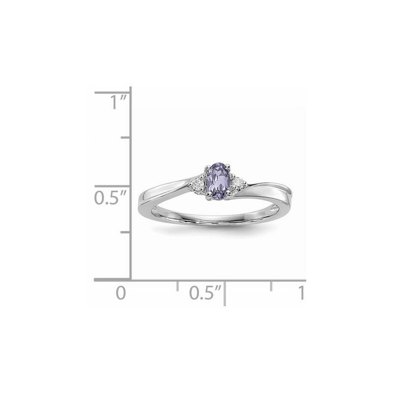 Curata 925 Sterling Silver Rhodium Plated Created Alexandrite Ring