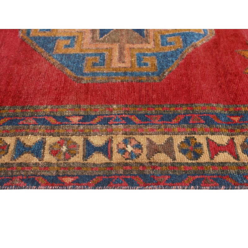 Fine Vintage Distressed Irada Red/Beige Runner - 3'4" x 9'10"