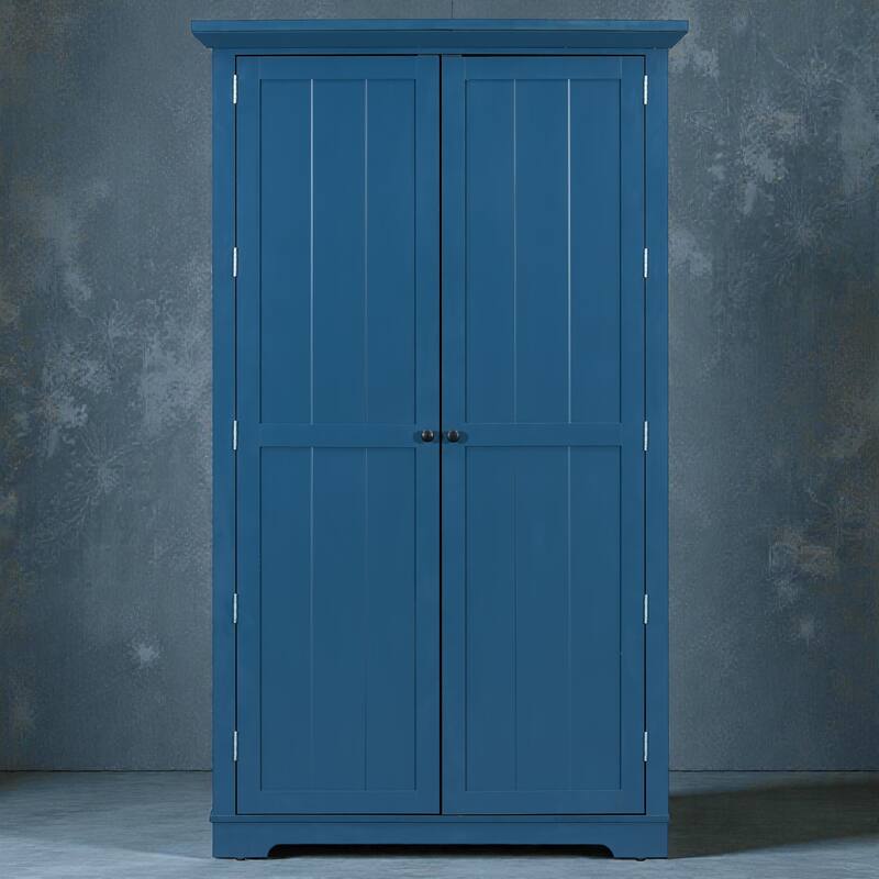 42x20x72 Inch Shaker Kitchen Pantry Cabinet, Freestanding Storage with Drawers, Door Shelves and Pull-Out Trays - Blue