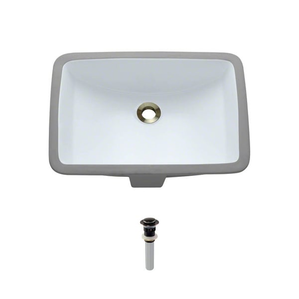 Rene R2-1002-W 20-3/4" Porcelain Undermount Bathroom Sink with Overflow and Standard Pop-Up Drain