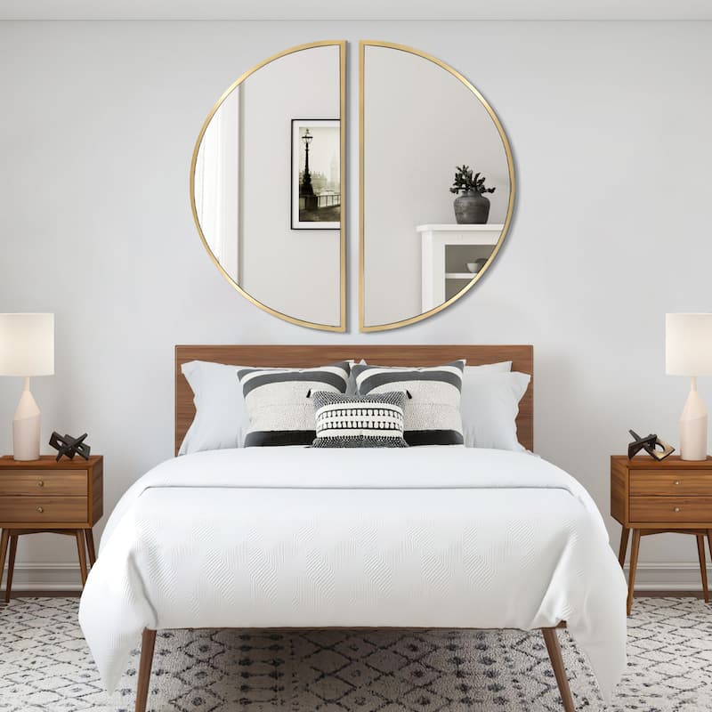 Half Moon Aluminum Alloy Framed Arched Wall Mirror (2-Pieces)