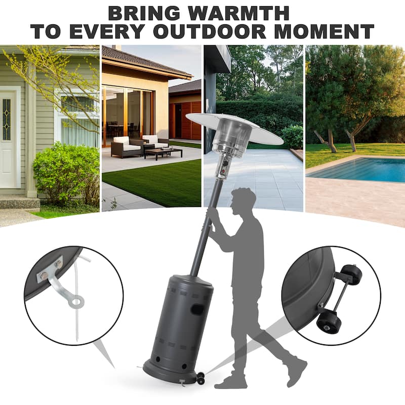 Powder-Coated Propane Gas Outdoor Heater with Wheels, ETL Certified