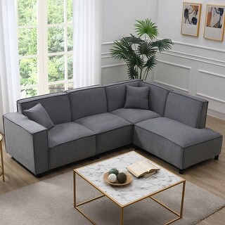 5-seat Chenille L-shaped Sectional Sofa Couch with 2 Free pillows