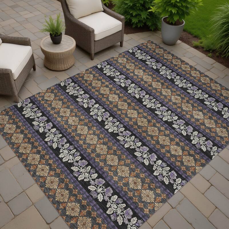 Machine Washable Indoor/ Outdoor Stripe Sochi Chantille Rug