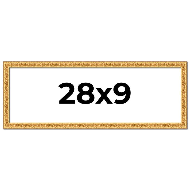 28x9 Frame Gold Real Wood Picture Frame Width 1 inches | Interior