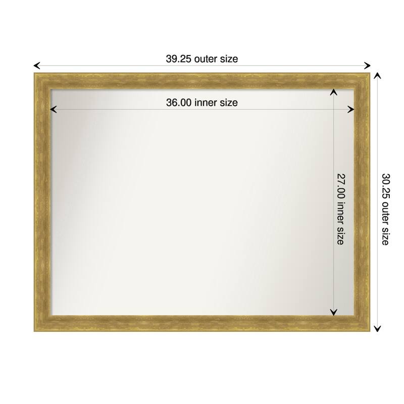 Angled Gold Framed Non-Beveled Custom Wall Mirror, Bathroom Vanity Mirror