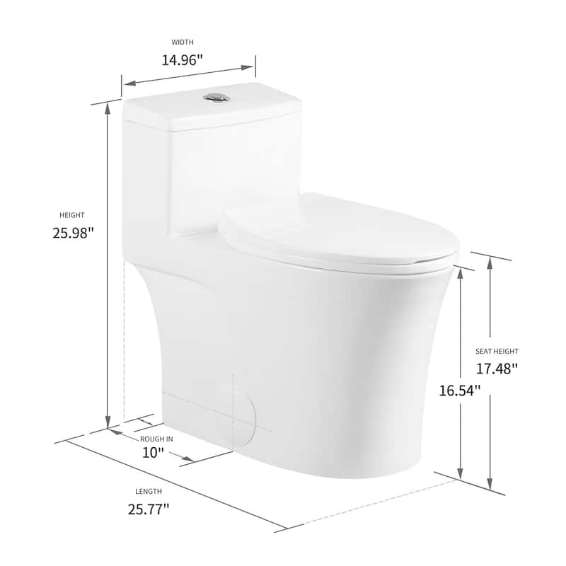 HOROW One Piece 10 Inch Rough In 0.8/1.28 GPF Dual Flush Elongated White WaterSense Toilet - N/A
