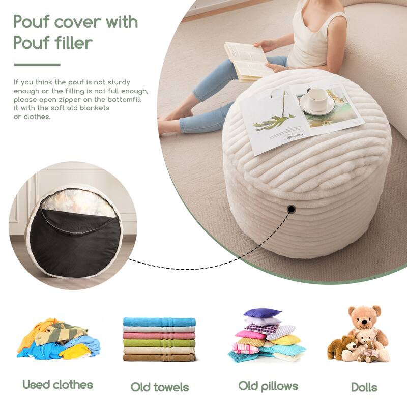 Round Corduroy Pouf Ottoman 20-inch/26inch