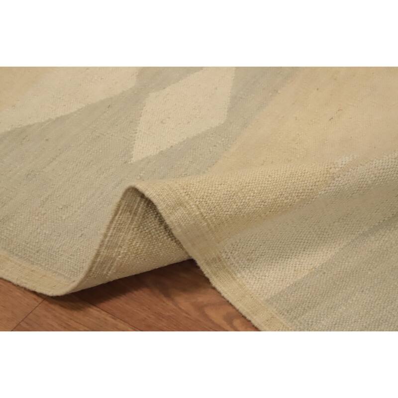 Hand Woven Oriental 100% Wool Carpet Southwestern Modern Beige & Ivories Kilim Area Rug - 4' 0'' X 2' 0''