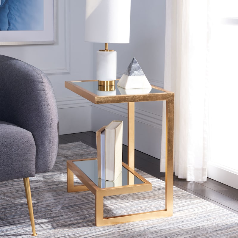 SAFAVIEH Treasures Cherie Gold/ Mirror Top Accent Table - 19.7" x 13.7" x 21.5" - 20Wx14Dx22H