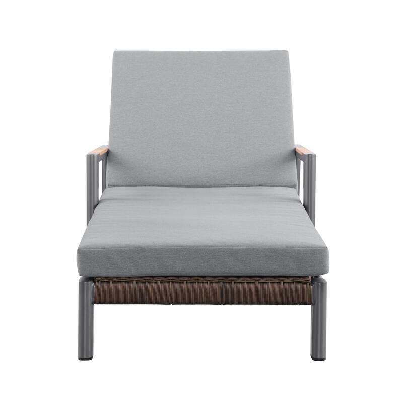 Arlo Teak & Wicker Aluminum Dual-Use Outdoor Chaise Lounge (Set of 2)