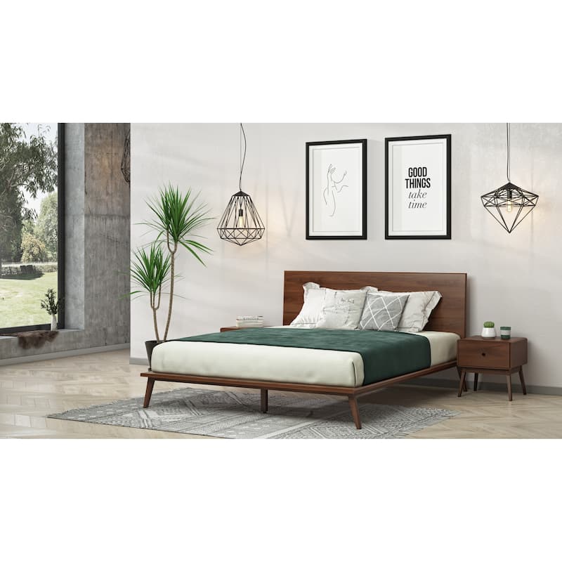 Modrest Carmen Mid-Century Modern Walnut Bed