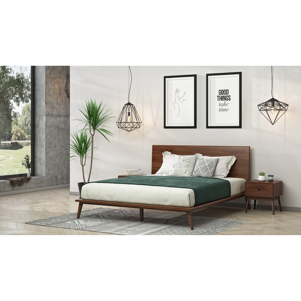 Modrest Carmen Mid-Century Modern Walnut Bed