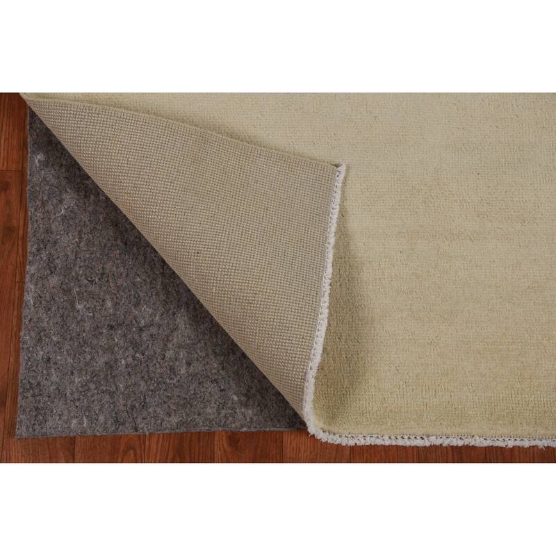 Hand Knotted Oriental 100% Wool Carpet Modern Solid Green Gabbeh Runner Rug - 9' 10'' X 3' 2''
