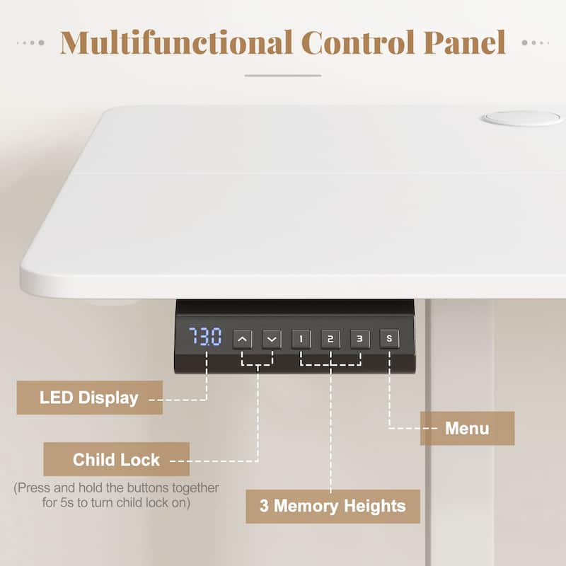 Electric Standing Desk with Memory Heights and Cable Management