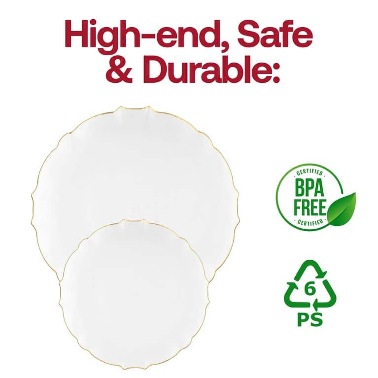Elegant Pearl Round Lotus Disposable Plastic Plates - Party Supplies