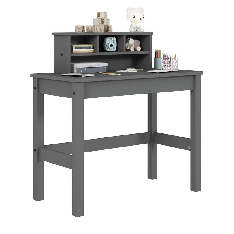 Spacious Rectangular Writing Desk with Hutch and Multiple Storage Compartments for Office Organization