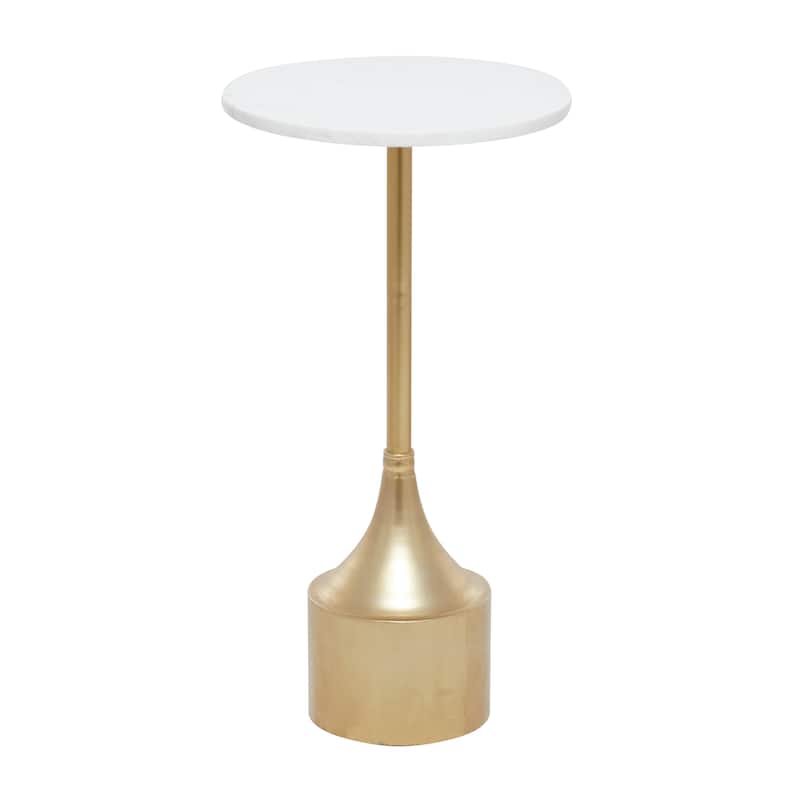 Metal Accent Table with White Marble Top - Gold - Roche River Decor - 13"Wx13"Lx25"H