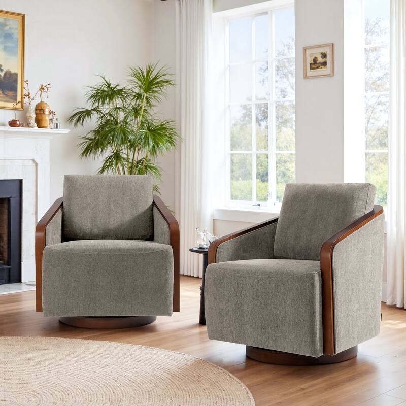 Modern Upholstered Swivel Accent Chair Set of 2
