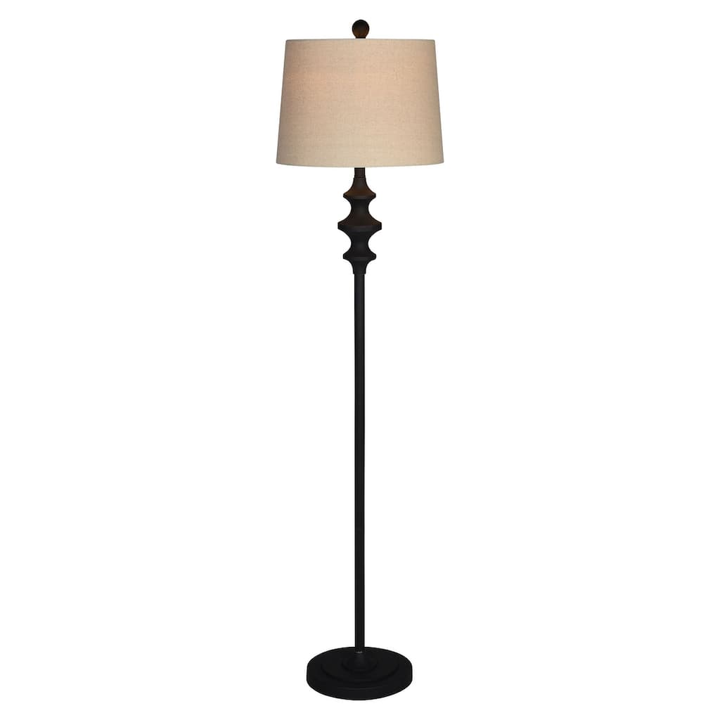 Thaddeus 61" Floor Lamp with Linen Shade, Matte Black - Matte Black