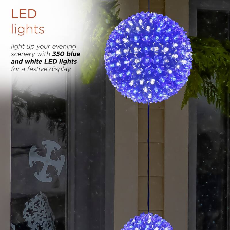 Alpine Corporation 3-Tier Indoor/Outdoor Hanging Christmas Ornaments with Chasing LED Lights - Blue