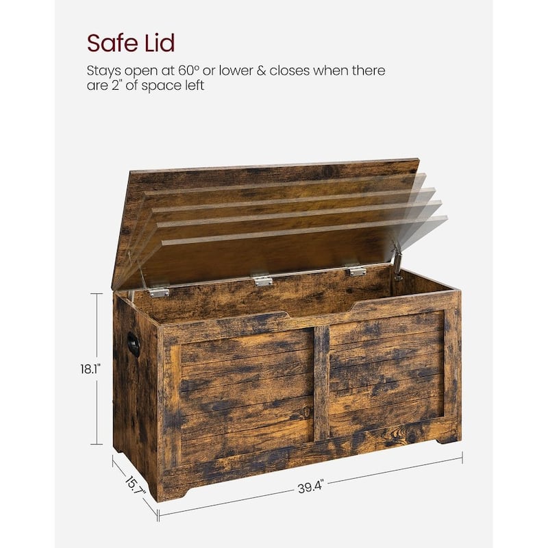 Wooden Storage Chest with 2 Safety Hinges for Toys, Blankets, and Clothes