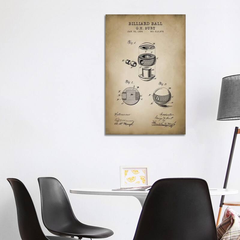 iCanvas "Billiard V" by PatentPrintStore Canvas Print - 40x26x1.5