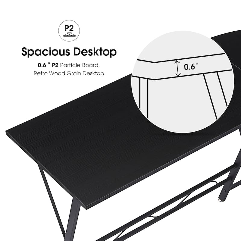 Ivinta L-Shaped Computer Corner Desk, 49.6 inch Gray Home Office Desk