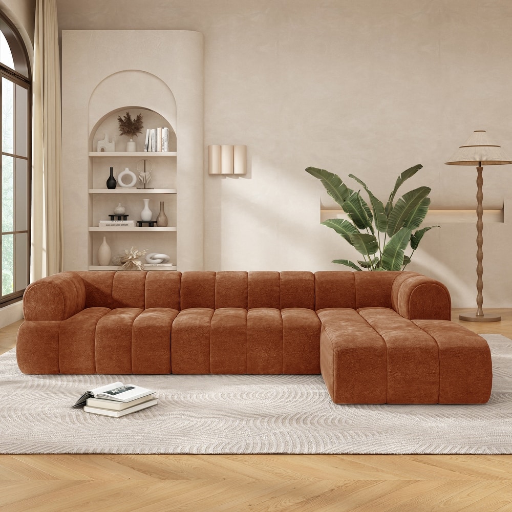 L-Shaped Sectional Sofa with Chaise Lounge, High-Density Fully Compressed Sponge Couch, Modular 3-Seater Upholstered Sofa