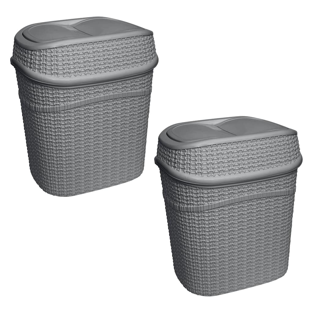 Bath Bliss 2 Pack 9.5 Liter Sailor Knot Swing Top Waste Bin