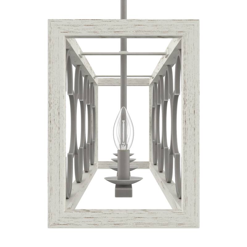 Hunter Gablecrest 4-Light Linear Chandelier - Kitchen Island, Dining Room - Modern Farmhouse, French Country, Distressed