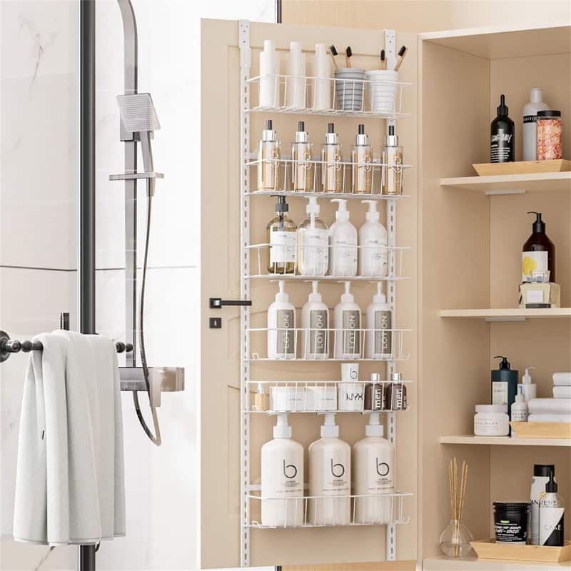 Adjustable Metal Over the Door Pantry Organizer Rack 6Tier - 5.82"D x 16.9"W x 4.72"H