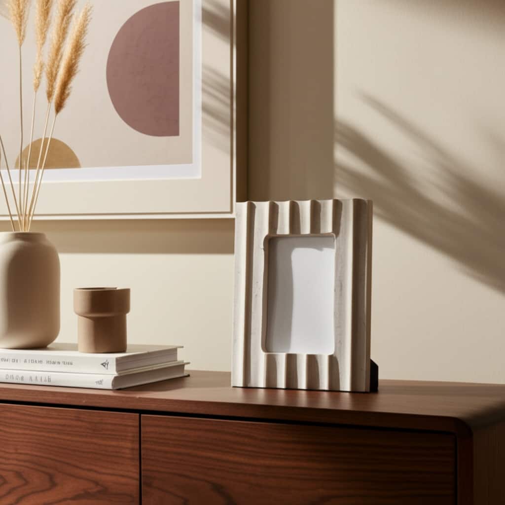 Marble Wood Picture Frame Wavy Texture Valencia Style - 1" Ivory