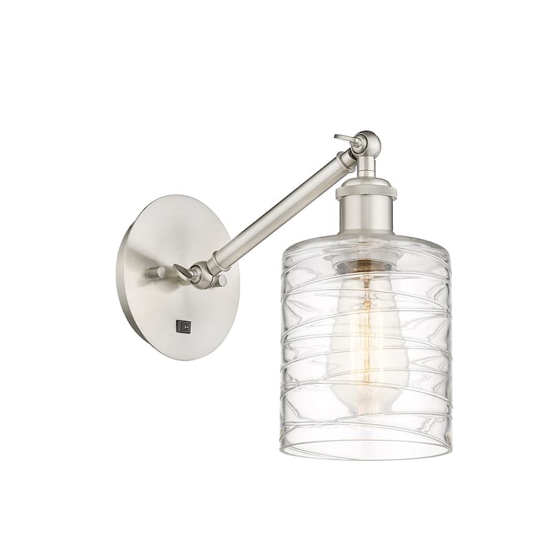 Innovations Lighting 317-1W-13-5 Cobbleskill Sconce Cobbleskill 13" - Brushed Satin Nickel / Deco Swirl
