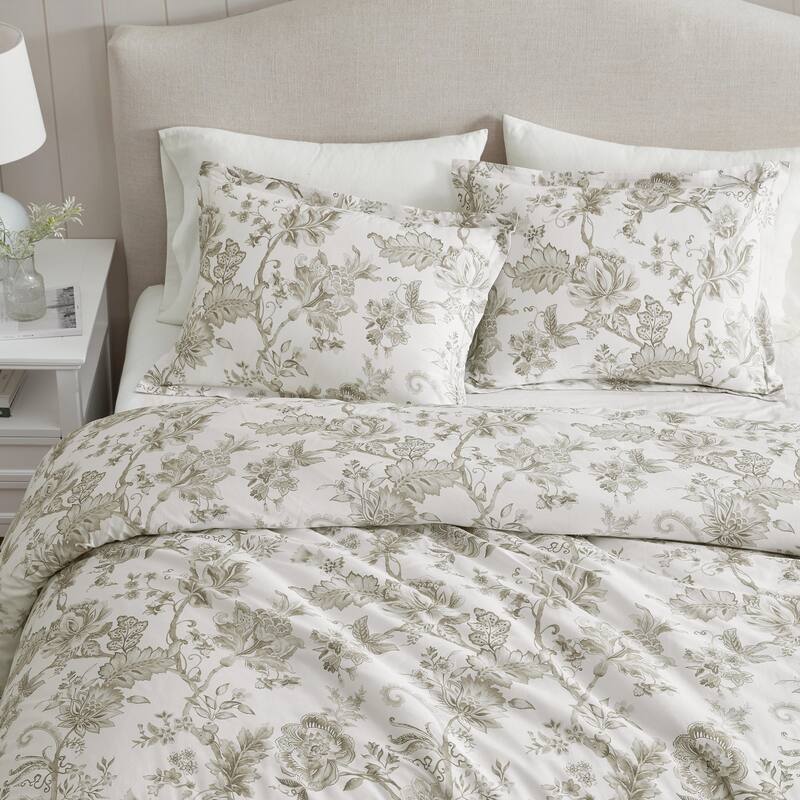 Martha Stewart Avery Floral Cotton Grey Comforter Set