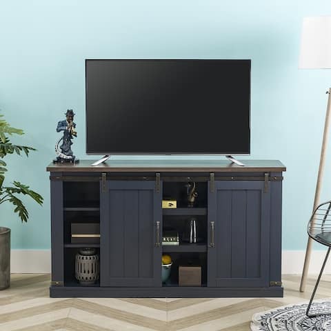 Rustic 54 Inch TV Stand with Barn Door - Fits up to 65 Inch TVs