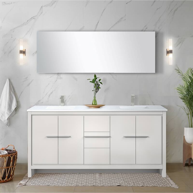 Lafarre Bath Vanity Quartz Top, Sink, Mirror & Brushed Nickel Faucet