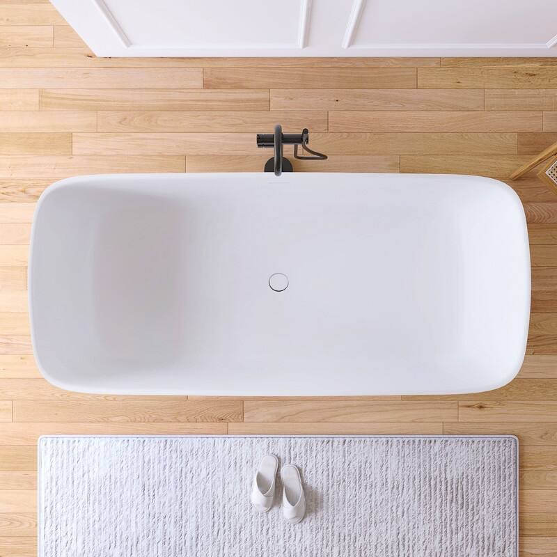 MEDUNJESS 71'' Freestanding Bathtub Solid Surface Soaking Tub