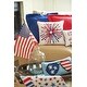 preview thumbnail 3 of 3, Patriotic Red White & Blue Tufted Fireworks Accent Throw Pillow, 16" x 16"